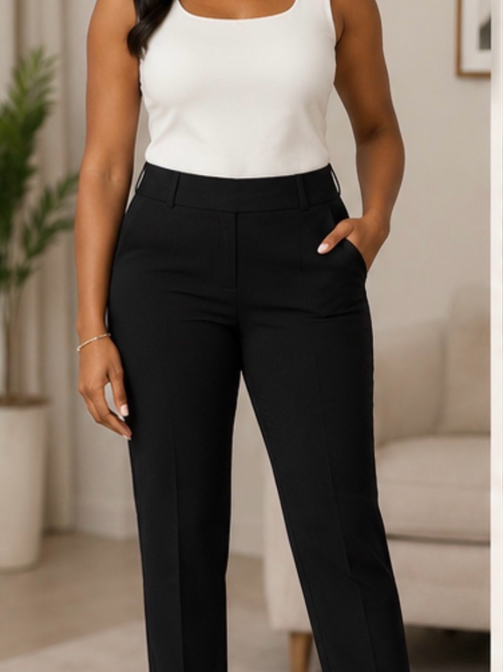 by & by Black Straight-Leg Dress Trousers